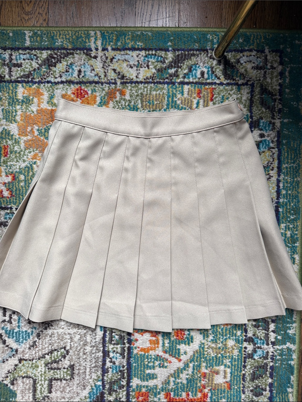 Los Angeles Apparel Classic Pleated Mini Skirt - light tan
